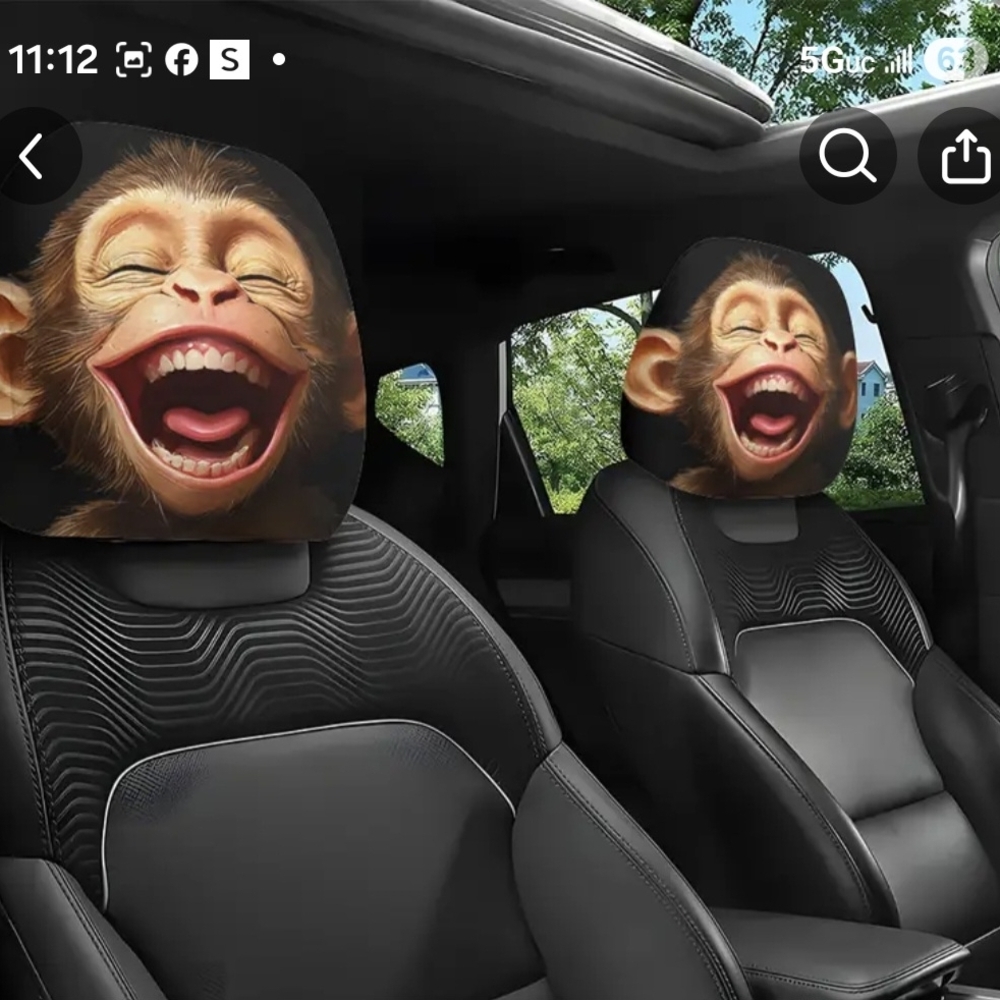 Monkey Car Seat Head Rest Covers